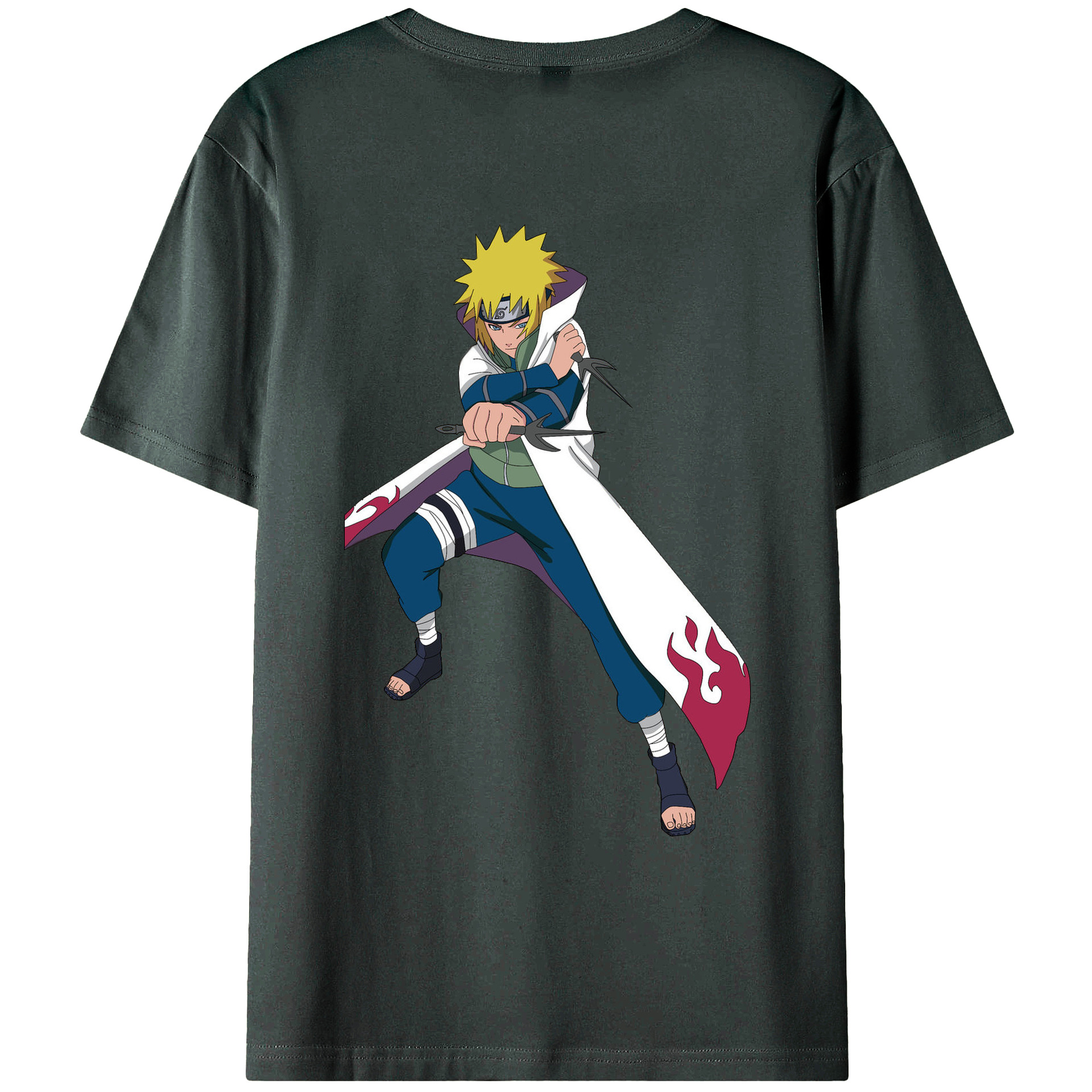 （画像用） NARUTO -ナルト- 波風 ミナト Namikaze Minato 綿100％ メンズ半袖Tシャツ（バックプリント） 通気性